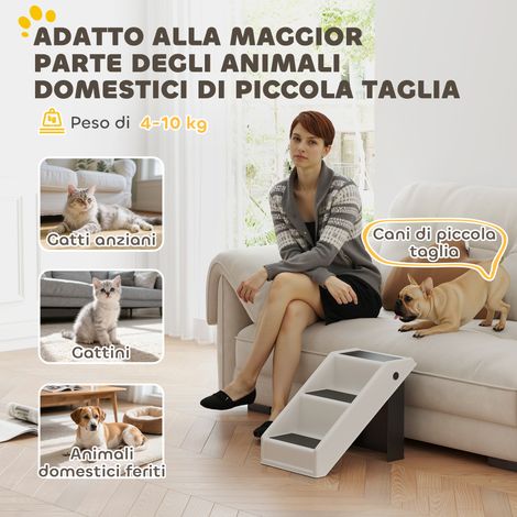 Échelle pour chien et chat antidérapante à 3 marches, pliable, supportant jusqu'à 10 kg, couleur crème. (1/4)