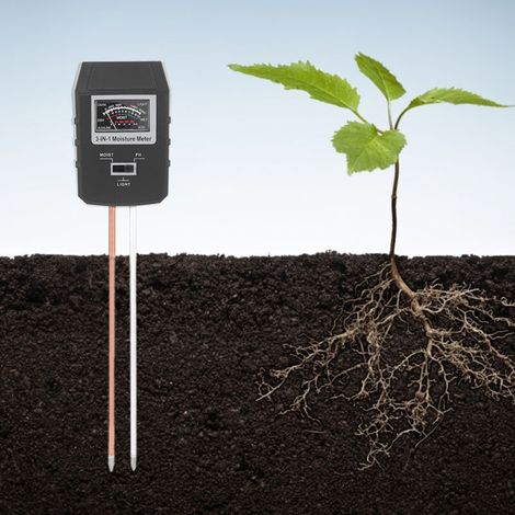 Testeur Multifonction 3-en-1 pour Sol : pH, Humidité et Luminosité pour Jardin, Ferme et Pelouse