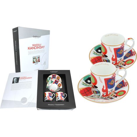 Set di 2 tazzine da caffè espresso in porcellana con le Muse di Kandinsky, perfette come regalo. (1/5)
