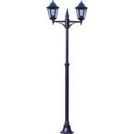 1PZ LAMPIONE 2 LUCI SU PALO MODELLO BERLINO - 2X100w IP44 cm.72x230h. colore nero