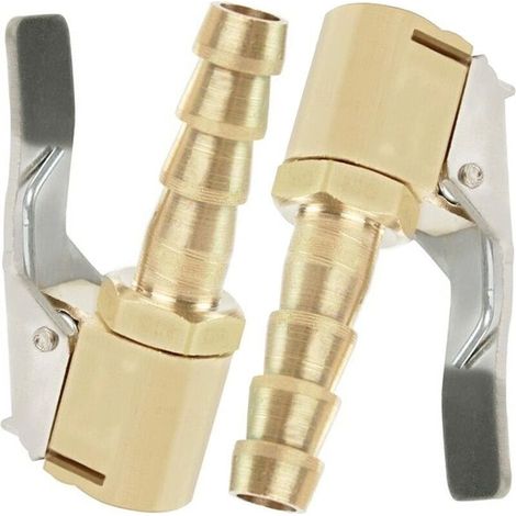 2 Pices Embout de Gonflage,Embout Gonflage Pneu Voiture,Embout Gonfleur avec Clip,Gonflage Valve Clip Pince Connecteur Adaptateur,pour Valves de Pneu,en Laiton,8mm