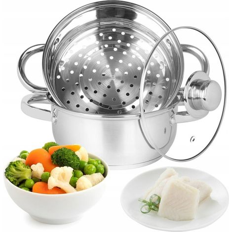 CUISINIÈRE À VAPEUR À INDUCTION ET GAZ AVEC COUVERCLE EN ACIER Tadar Sano 2L 3 pièces