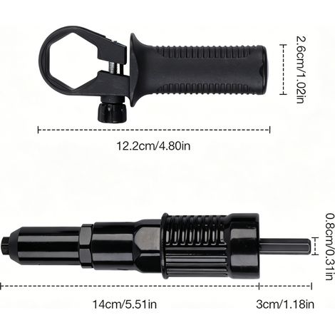 Pistolet à riveter en alliage d'aluminium noir, perceuse électrique, adaptateur pour extracteur de rivets, convertisseur pour pistolet à riveter, pistolet à riveter électrique.
