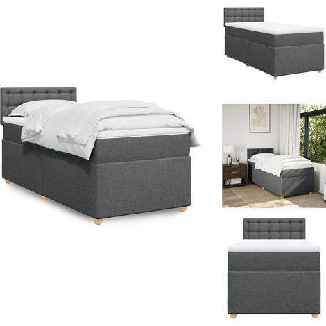 Sommier à lattes de lit avec matelas Gris foncé 100x200cm Tissu - Sommier À Lattes De Lit - Sommiers À Lattes De Lit - Lit - Meuble De Chambre À Coucher (1/5)