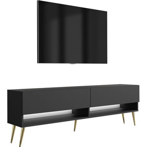 Meuble vasque, Noir, 80 × 57 × 46 cm, poignée argentée + Plan de travail (1/5)
