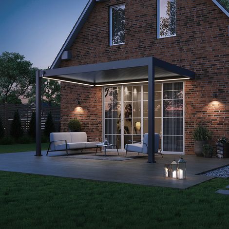Ombrea – Kit LED pour pergola bioclimatique 3x4M – Éclairage réglable – Aluminium inoxydable – Installation rapide et facile (1/5)