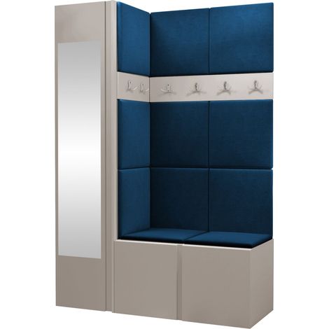 Conjunto para recibidor Hartford 277, Cachemira, 186x124x46cm, Espejo, Aglomerado laminado, Tapiz, Colocada, Montada en la pared