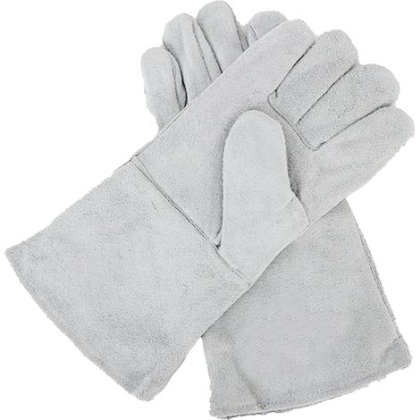 Paar 35 cm lange, hochtemperaturbeständige Schweißerhandschuhe mit getrennten Fingern, hitzebeständige Handschuhe, Arbeitswerkzeug (1/5)