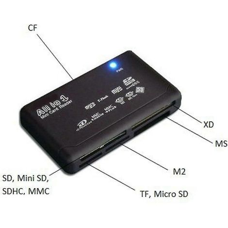 Lecteur de cartes mémoire tout-en-un USB externe SD SDHC Mini Micro M2 MMC XD CF MS