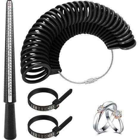 Ring Sizer, Finger Size Measuring Tool with 4 Scales (EU, UK, US, FR) - Ring Gauge for Measuring Ring Sizes, Precise Finger Calibrator