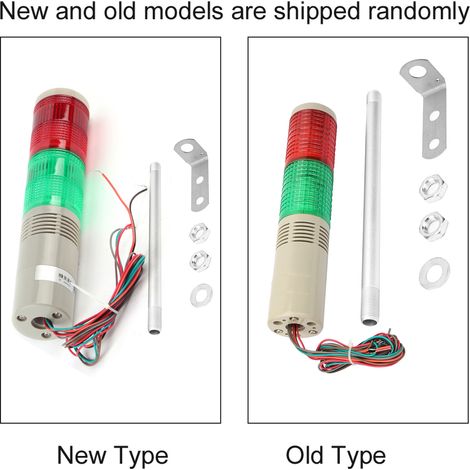 BEM-50-2K-D Feu de signalisation multicouche à DEL bicolore 220 V CA avec support en aluminium, feu de signalisation pour machines-outils avec DEL clignotante et avertisseur sonore (1/5)