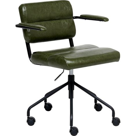 Silla de oficina tradicional de piel sintética giratoria y ajustable con reposabrazos verde oscuro Candor (1/5)