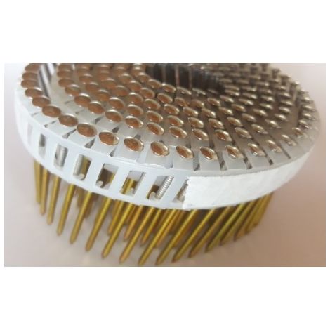 Clous à tête bombée 2.3 x 50 mm – Inox A2 crantés – Pour cloueur à liaison PVC – Lot de 5250 unités