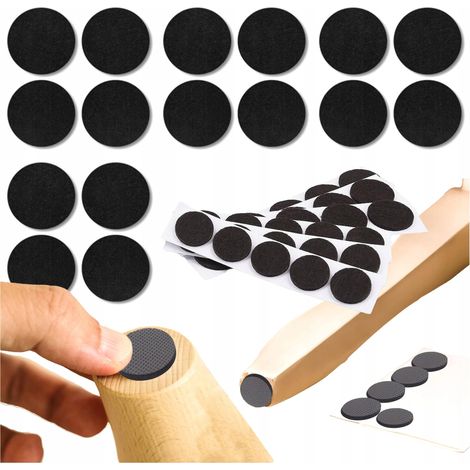 Patins en feutre pour meubles et chaises, lot de 12, feutre noir autocollant de 3 cm (1/5)