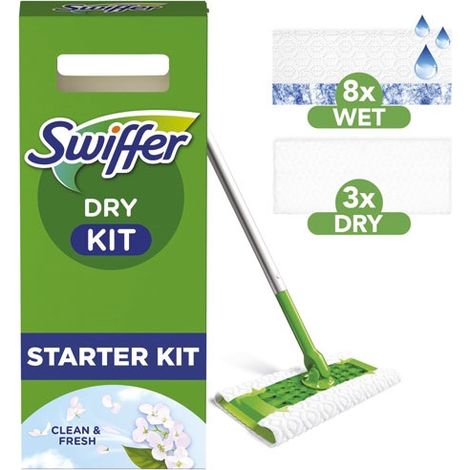 Kit balai SWIFFER avec 8 lingettes sèches et 3 lingettes humides