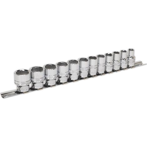 Sealey Metric Socket Set 12pc 3/8""Sq Drive Lock On 6pt Standard Length AK2741 (1/4)