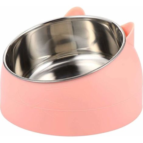 DEESSE SHOP - Gamelle pour chat en acier inoxydable 200ML Bol à eau pour chat Multifonction Bol à nourriture et à eau Rose (1/5)