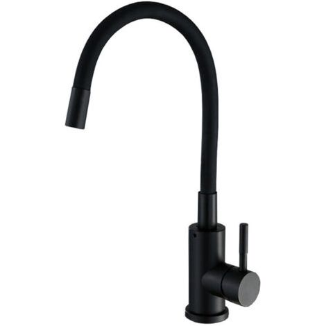Robinet Cuisine Flexible Robinet avec 2 Types de Jets, Mitigeur Cuisine Rabattable, Flexible Mitigeur Evier avec Eau Chaude et Froide (Noir) (1/4)