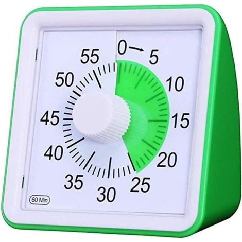 Minuterie À Quartz De 60 Minutes, minuteur Enfant-Outil De Gestion du Temps pour La Conception Silencieuse en Classe, Vert (1/3)