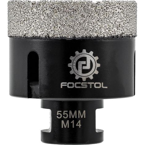 Foret Diamant - 55mm Scie Cloche Diamant Brasée Sous Vide pour Porcelaine Carrelage Céramique Marbre Granit Quartz M14 Filetage (1/5)