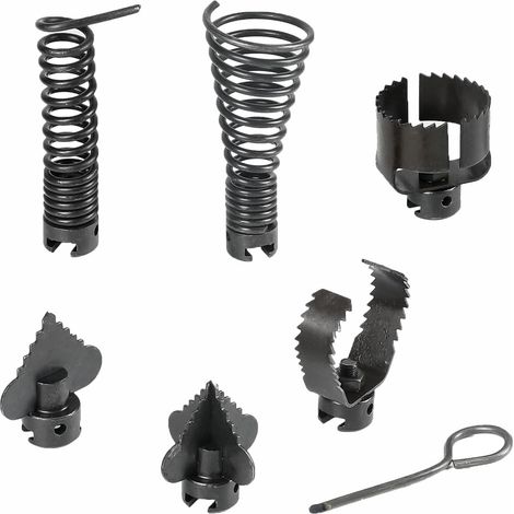 Ensemble de 7 accessoires de débouchage spiralés, têtes de coupe en acier au carbone de 30 mm comprenant une goupille de séparation, accessoire robuste pour le broyage des racines d'arbres et de la gr