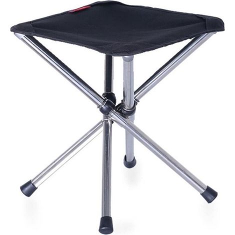 Tabouret Pliable - Acier Inoxydable - Tissu Oxford - 31 x 31 x 35 cm - 580 g - Charge Max 110 kg - Noir (1/5)