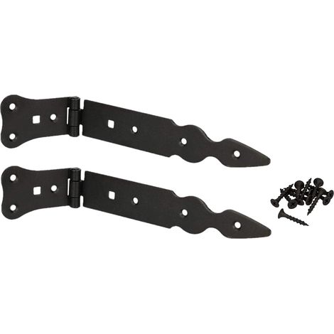 KOTARBAU® Set di 2 nastri per la ricarica, 200 mm, cerniera per porta, gancio a croce, cerniera per porta, colore nero, antiruggine (1/5)
