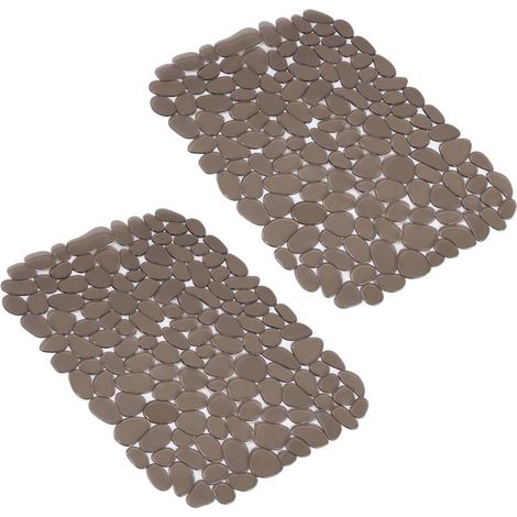 Lot de 2 Tapis Evier Cuisine Gris Clair,  Tapis de Protege Evier Cuisine en PVC, 40x30cm Tapis Evier, Tapis D'évier en Forme de Galets pour Le Fond de L'évier de Cuisine