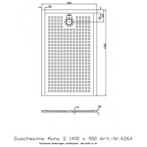 Hoesch 4264.010 DW Muna S 1400x900x30 avec
