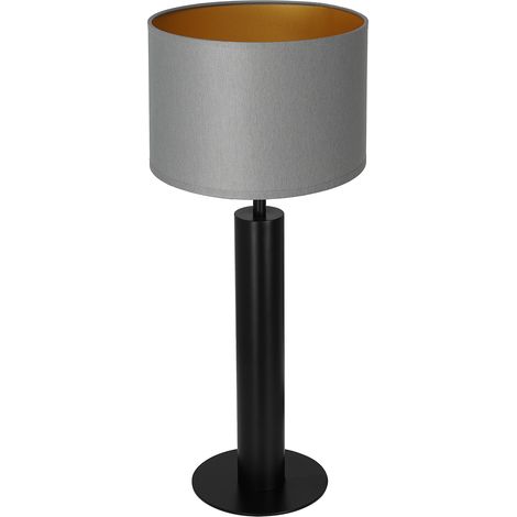 Lampe de table noire 58cm abat-jour gris or E27 Luminex