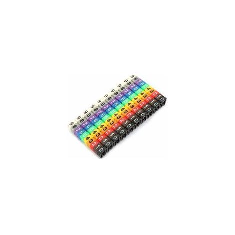 Etichette per cavi, clip per etichette digitali codificate con numeri da 0 a 9, marcatori per cavi in plastica colorata tipo C, anti-allentamento (2,5 mm², 100 pezzi) - Crezuo