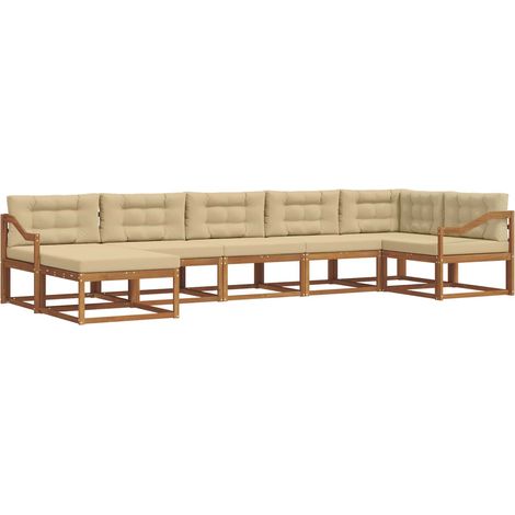Ensemble de canapés d'extérieur 7 pcs Salon de jardin Naturel et Beige (1/5)