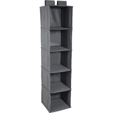 Organiseur d’armoire à grands compartiments pour tringle à linge – Organisateur à suspendre pour placard avec fermeture – étagère en polyester et carton – beige (1/5)