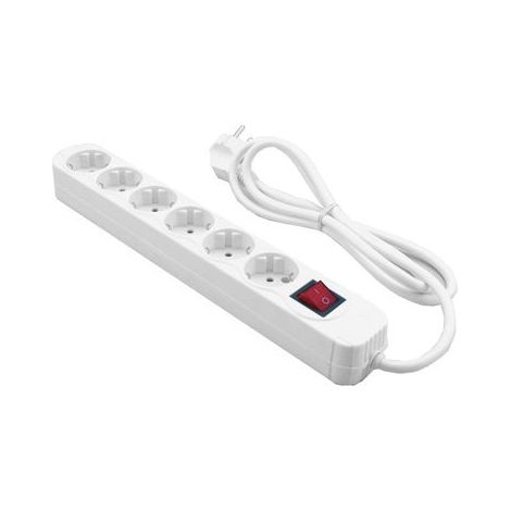 Regleta corriente mediarange 6 enchufes con interruptor, cable 1,4m., color blanca