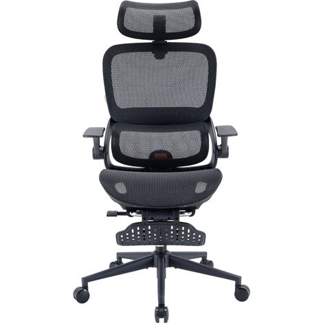 SIHOO B100 LITE Sedia da ufficio ergonomica con poggiapiedi, supporto lombare dinamico adattivo, blocco dell'inclinazione 90-135°, mesh traspirante, braccioli ribaltabili, Nero (1/5)