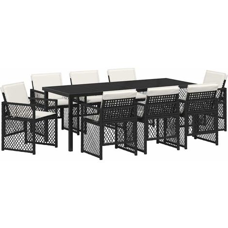 Maison Exclusive - Set da Pranzo per Giardino 9 pcs Nero polyrattan