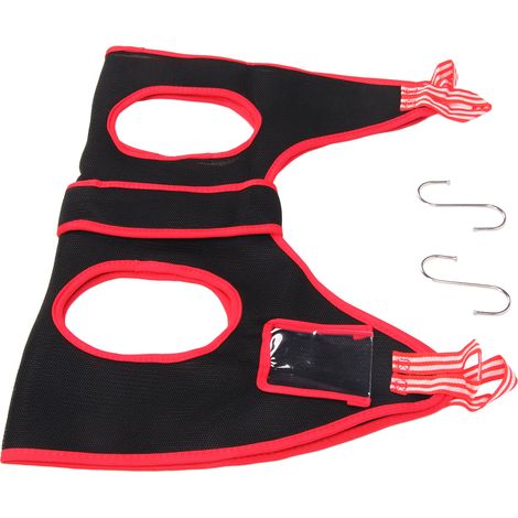 Hamac de toilettage pour chien respirant et réglable avec fermeture auto-agrippante, doté d'une poche pour chiens de petite et moyenne taille. (1/5)