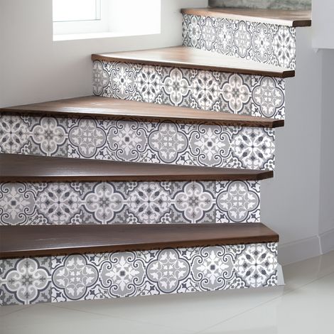 Stickers adhésifs escalier carrelages contremarche - ORLANDONO - 2 bandes de 15x105cm (1/5)