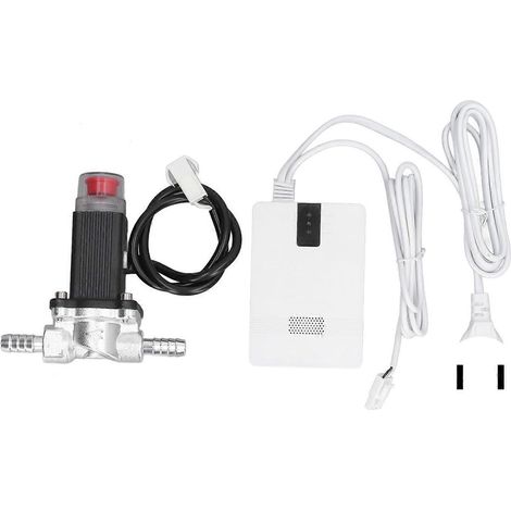 Gasleckmelder mit akustischem und optischem Alarm, 12 V DC, Gasdetektions-Absperrventil-Set, AC 90–240 V, US-Stecker
