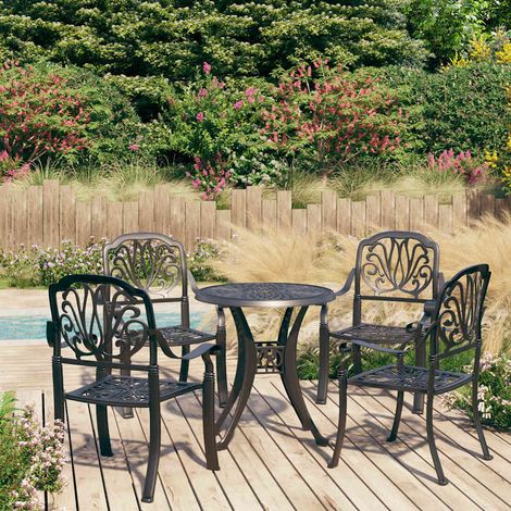 vidaXL Ensemble de bistro 5 pcs Aluminium coulé Noir (1/5)
