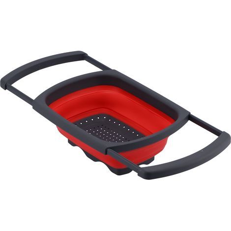 Égouttoir pliable et rétractable pour fruits et légumes. panier de cuisine. rouge (1/4)