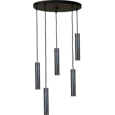 Lampe suspendue Run Cylindres en bronze à 5 lumières - 2382-05-66-50-5 (1/3)