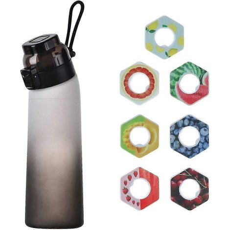 700ML Air Water Bottle: With 7 Fruit Fragrance Pods (Flavoured Water Bottle, Black) (1/3)