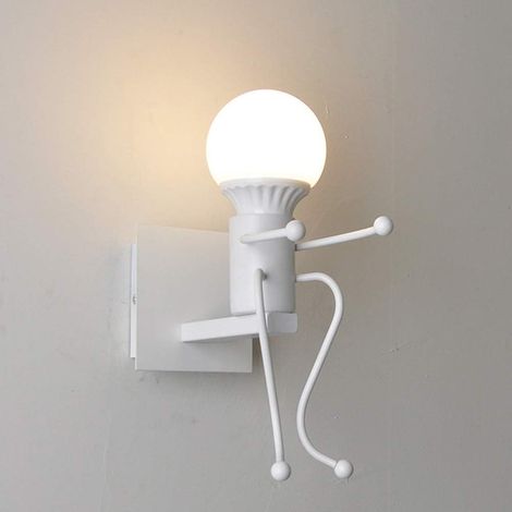 Applique Murale Robot Créative Caractéristique Lampe Convient pour Chevet Chambre E27 Fer non lumière Blanc (1/5)