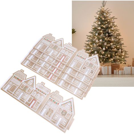 Collarín para árbol de Navidad con forma de casa de jengibre, fabricado en PVC, 66 cm, con luz LED, decoración festiva. (1/5)