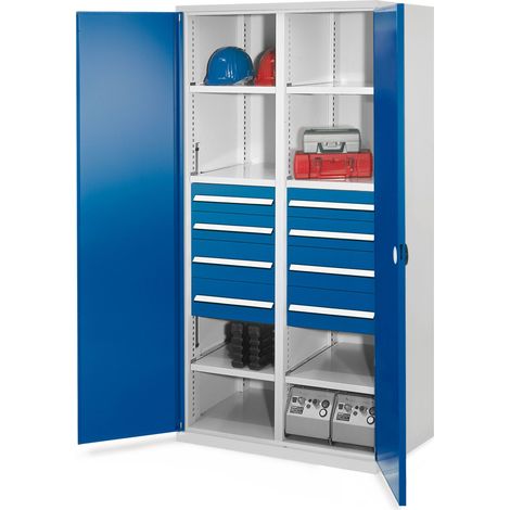 Kappes Schwerlastschränke mit Mitteltrennwand 1950x1000x600mm Doppelwandtüren Modell 54 enzianblau