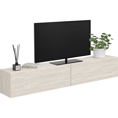 Mobile TV sospeso ELIO 180 cm con 2 ante in legno effetto travertino (1/5)