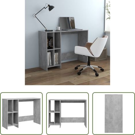 vidaXL Bureau étroit - Bureau d'ordinateur portable gris béton bois d'ingénierie (1/5)