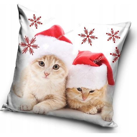 FEDERA PER CUSCINO 40x40 cm Natale DUE GATTI regalo W05C