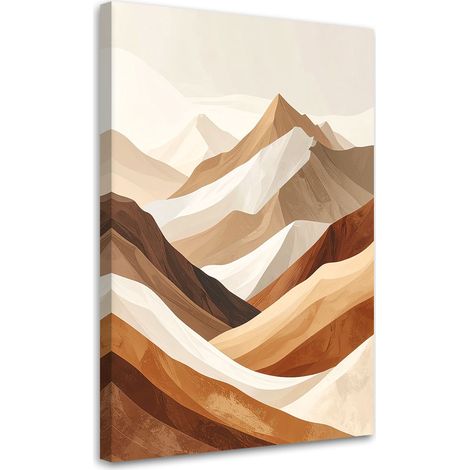 Tableau Moderne, Paysage de montagne style bohème beige et brun,20x30 (1/4)